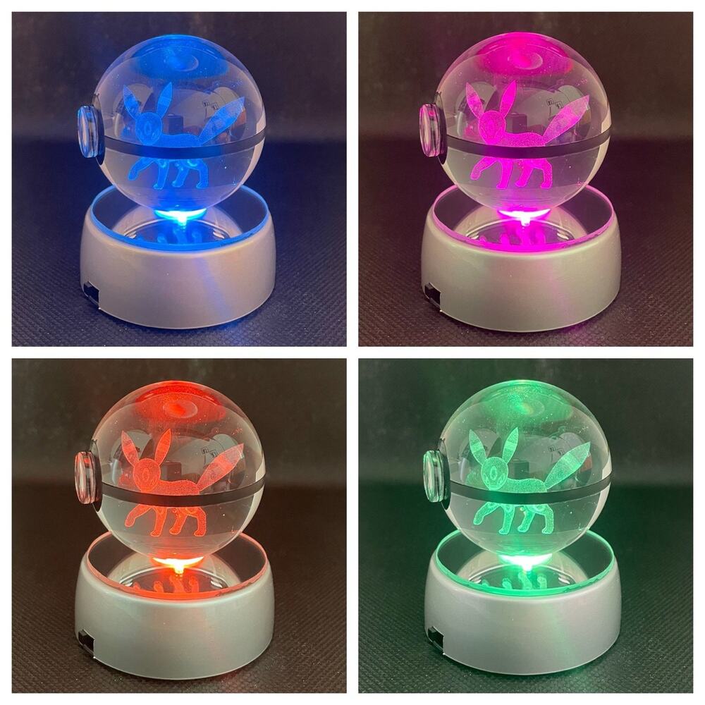 Umbreon ~ Pokemon 3D Crystal Pokeball with Color Changing LED Light Base